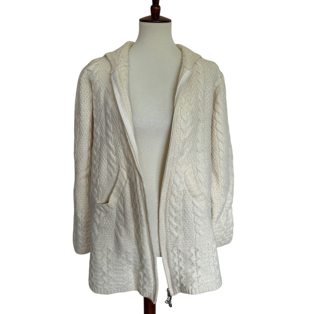 The Irish Store Women's Hooded Aran Zipper Classic Coat Sweater